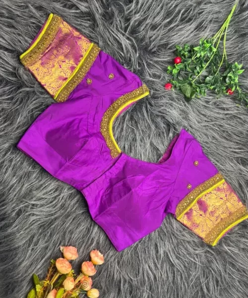 Purple masilk maggam hand worked blouse