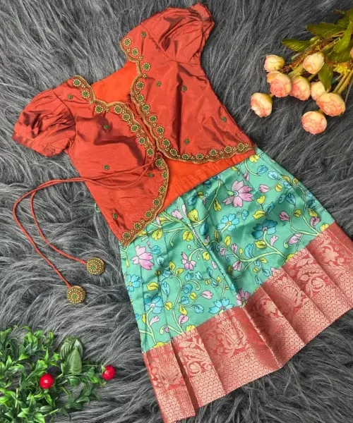 Orange Kalamkari Coat type model
